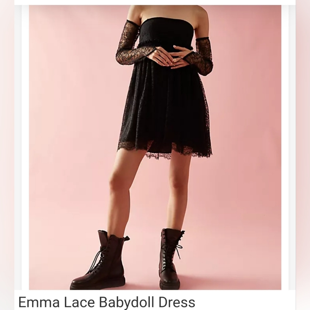 NWT FreePeople Emma Babydoll Lace Dress with Detached Lace Sleeves